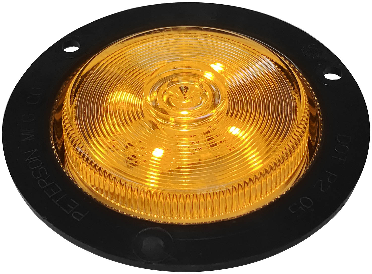 LED Marker/ Clearance, PC-Rated, Round, Clear Lens, AMP, w/ Flange, 2.5 inch, amber, clear lens, bulk pack