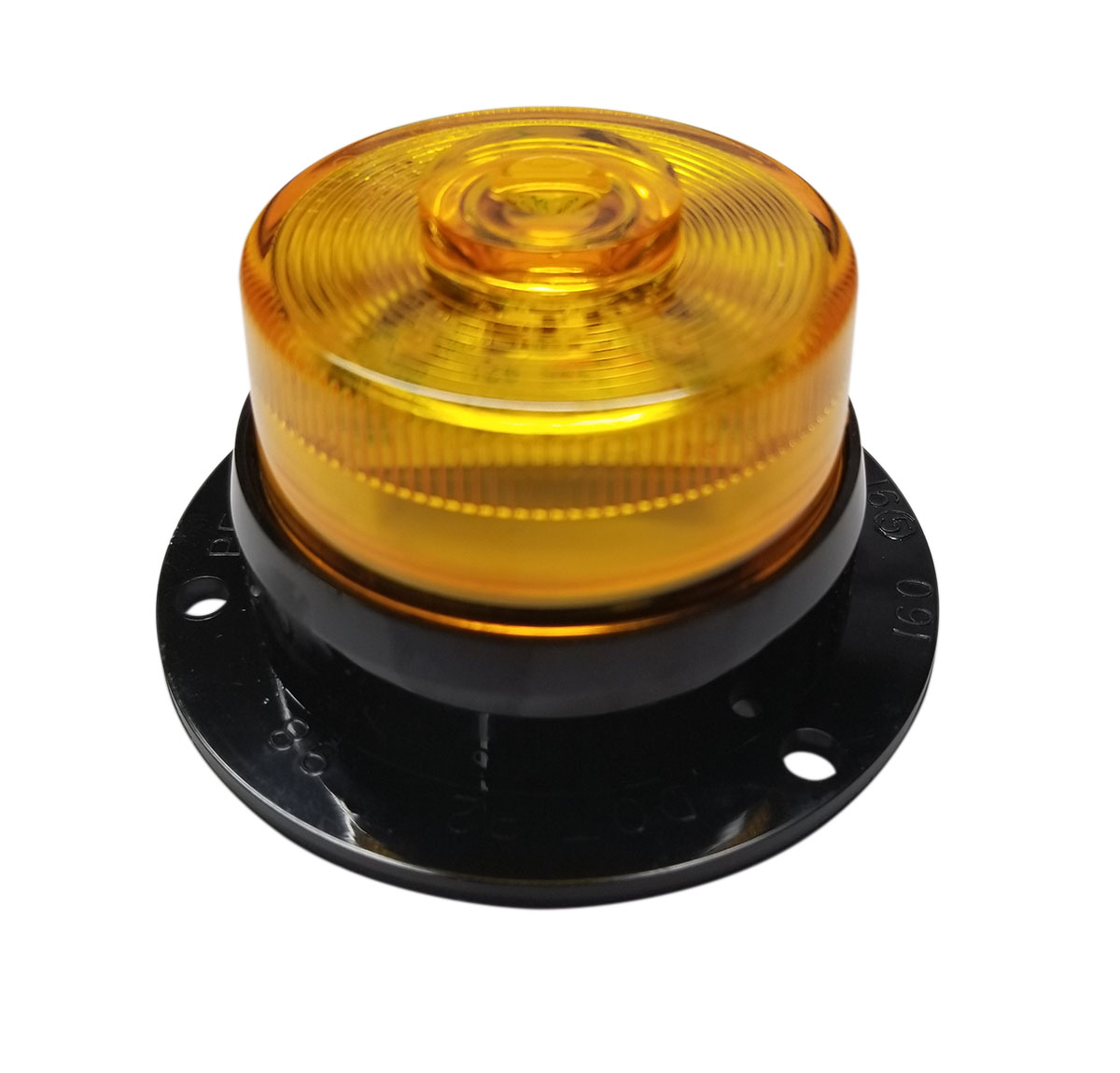 LED Marker/ Clearance, PC-Rated, Round, Side Marker Flange, 2 inch, Multi-volt, amber, bulk pack