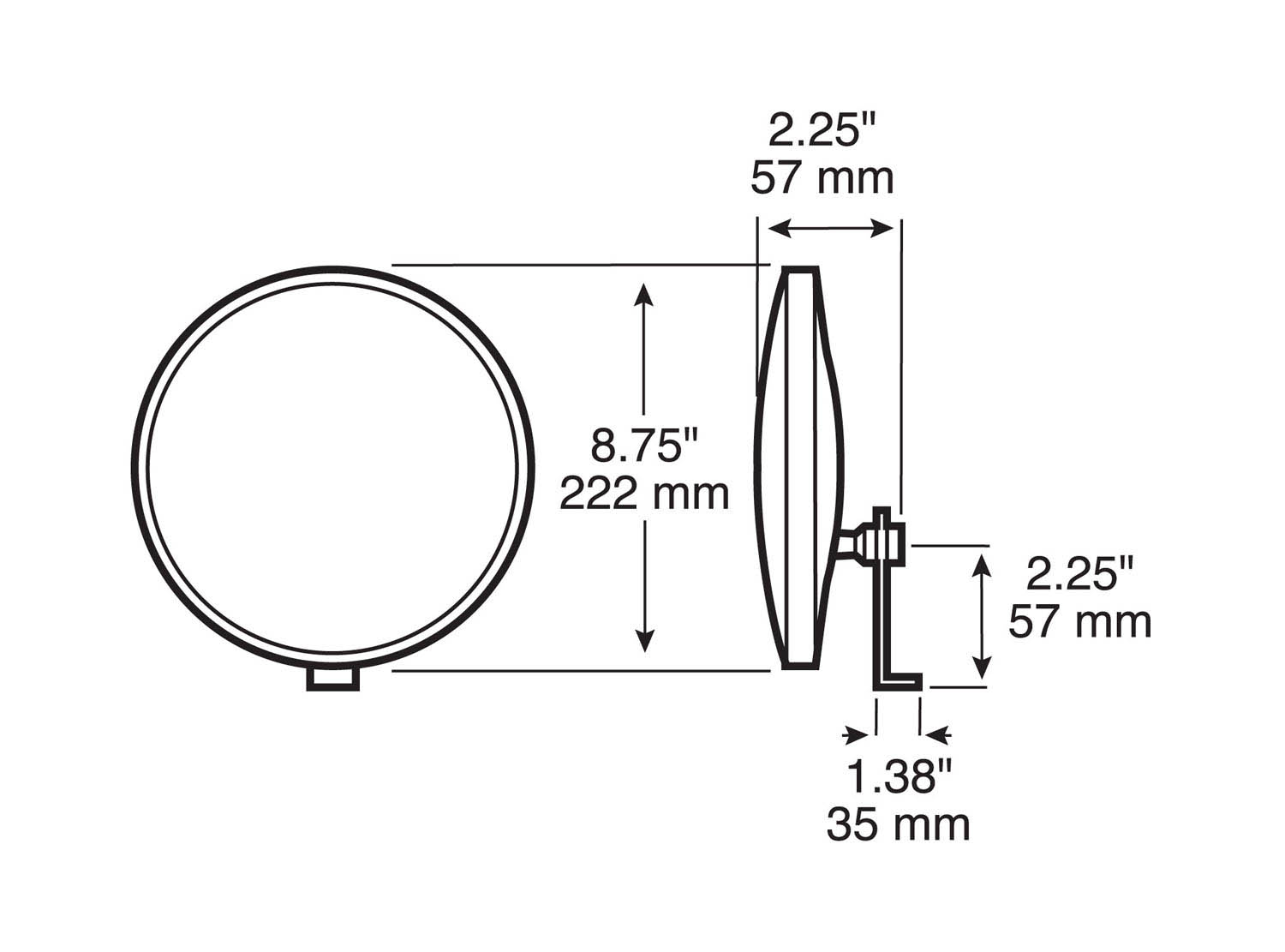 Mirror, Convex, Round, Offset, Bright Stainless, 8 inch, display box