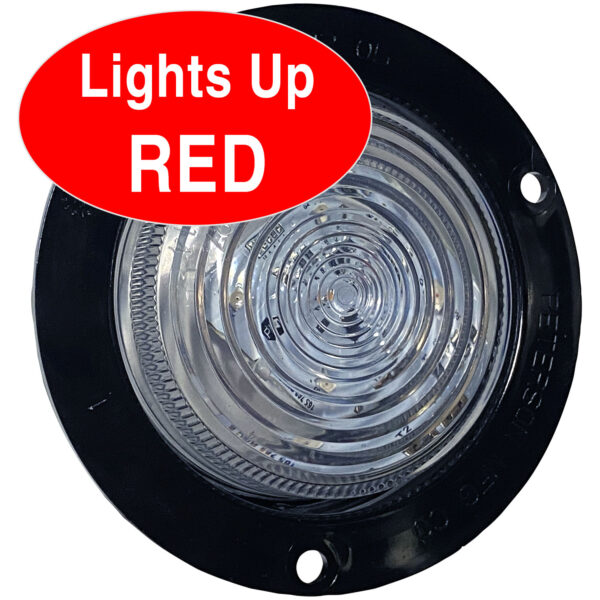 LED Marker/Clearance PC-Rated, Round Clear Lens AMP w/ Flange 2.5"