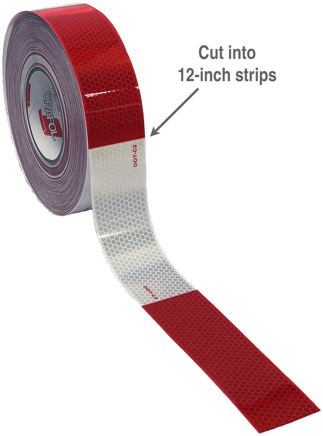 V82 10-Year 1000 CP Polyester Film Tape, 2 inch wide; 6 inch white x 6 inch red, kiss-cut, 150' roll; box