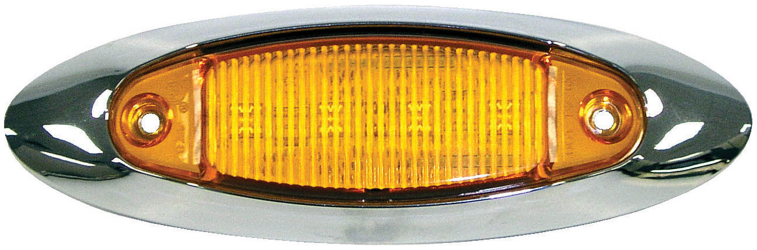 Oval Surface-Mount Clearance/Side Marker Light, Multi-volt; amber kit w/ bezel; poly bag