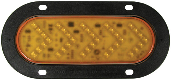LED Mid-Turn/ Side Marker, Oval, Sequential AMP Housing Flange-Mount, 6.5"X2.25", amber, clear lens, poly bag