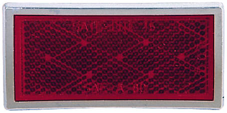 Rectangular Quick-Mount Reflector; red, chrome; bulk pack