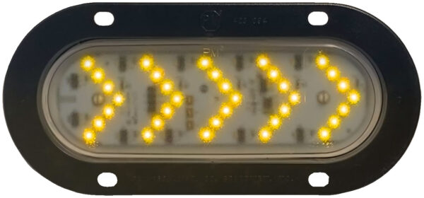 LED Mid-Turn/ Side Marker, Oval, Sequential AMP Housing Clear Lens, 6.5"X2.25", amber, clear lens, poly bag