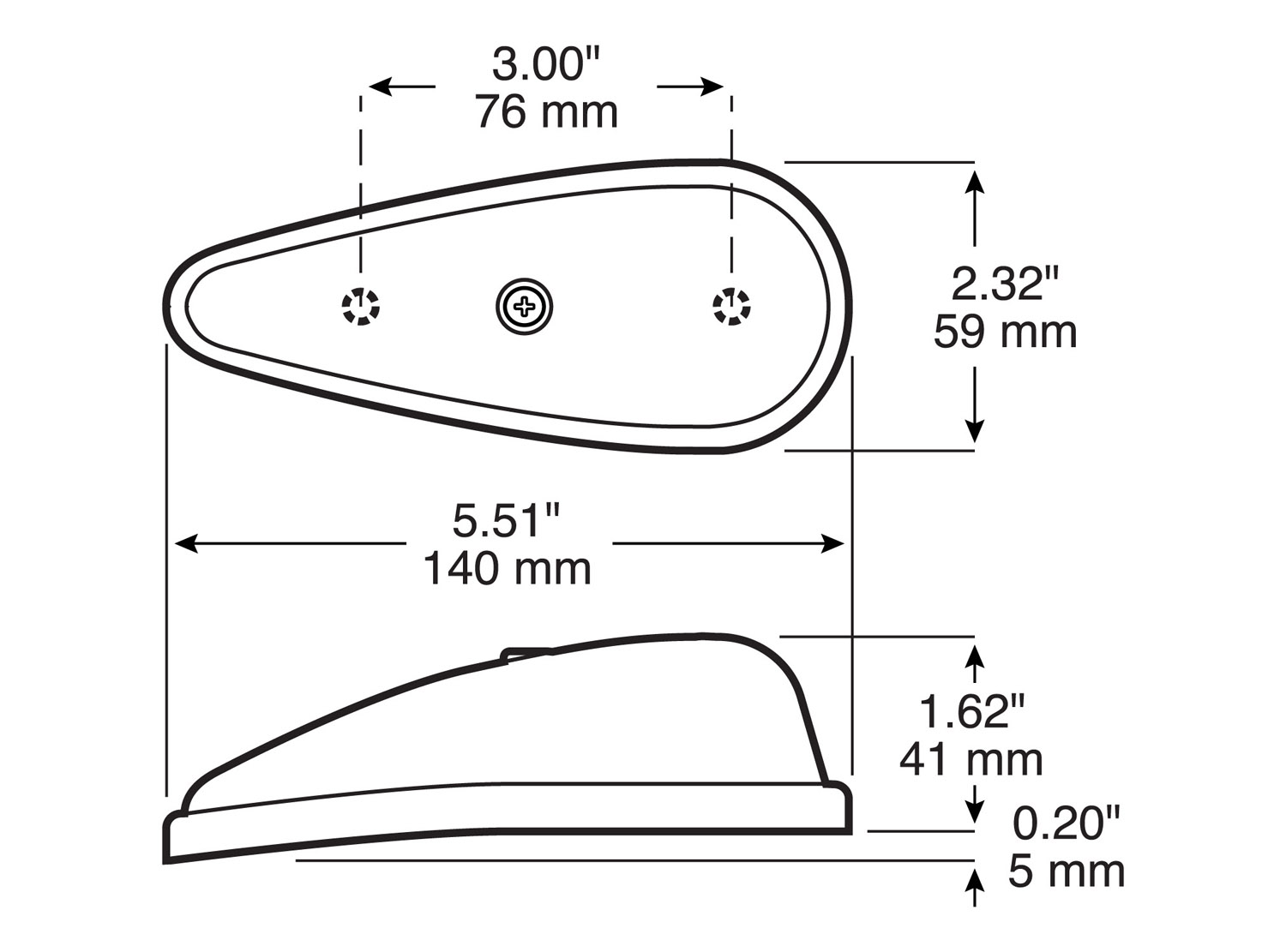 Incandescent Cab Marker P2, 5.5 inch x 2.125, amber, Viz Pack