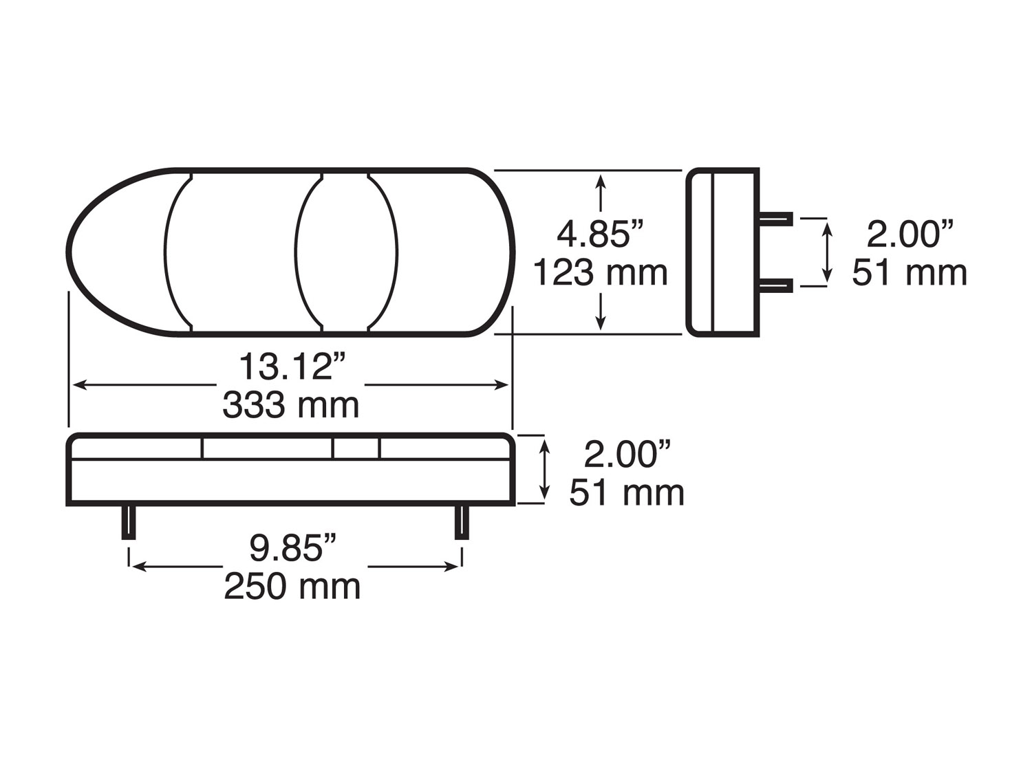 LED ECE Stud-mount Rear Cluster Light; cluster light assy, stud mount; bulk pack
