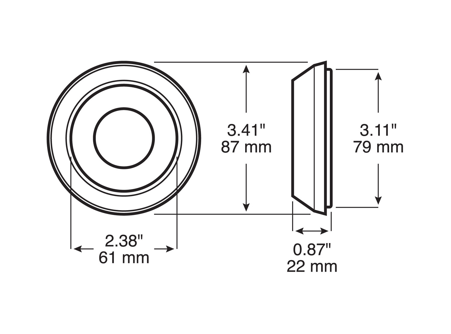 2 1/2 inch Mounting Grommet; open back; poly bag