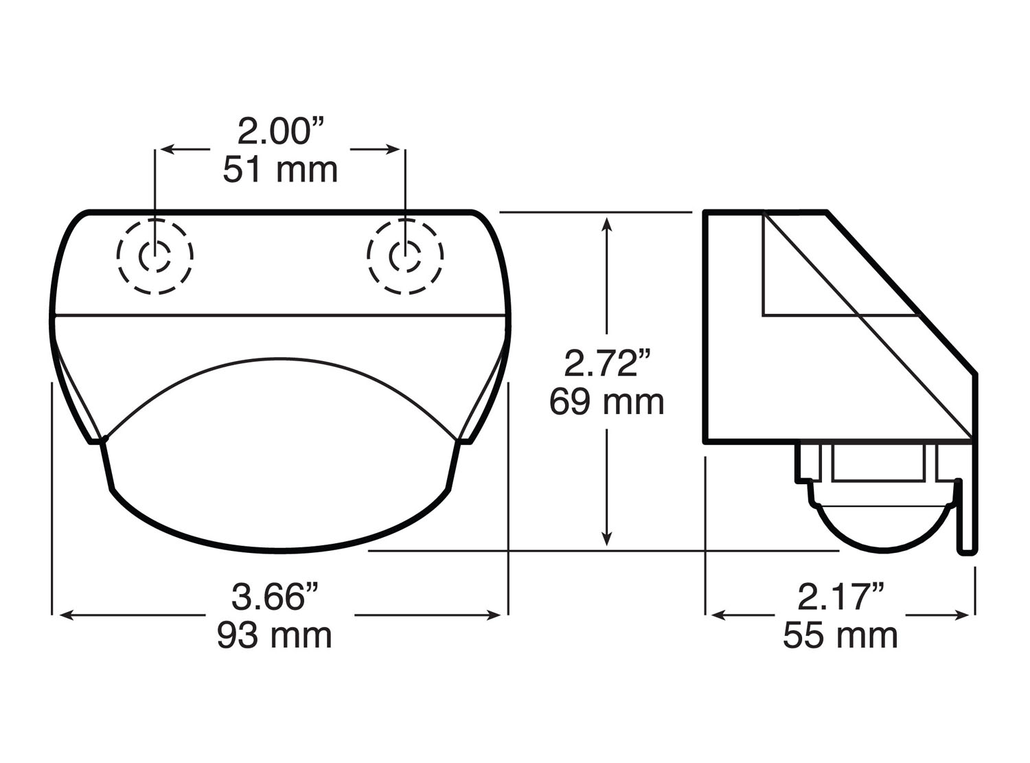 License Plate Light; kit w/ hooded bracket; poly bag