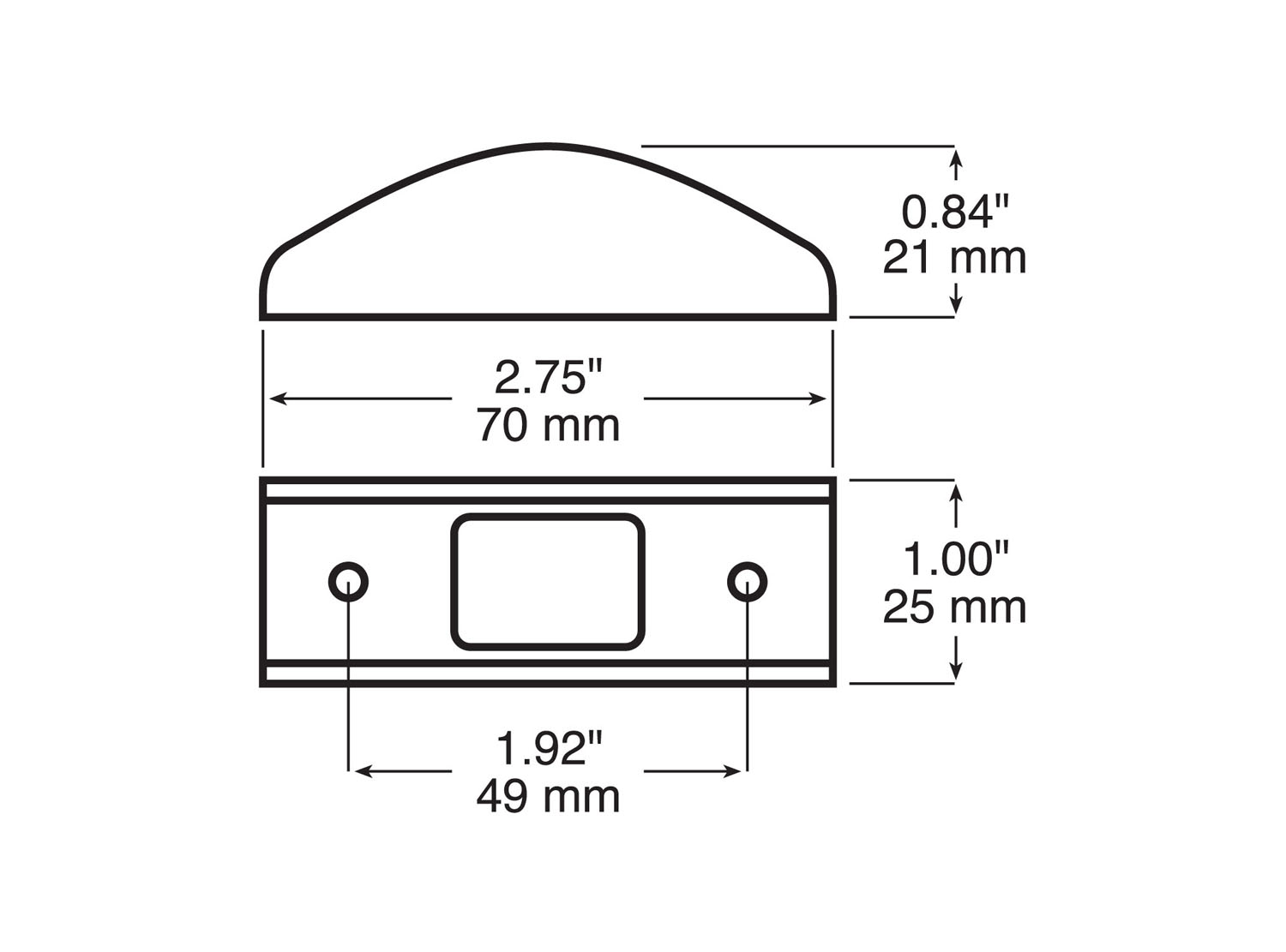 Brush Guard, Black, 2.75 inch x 1.0 inch, bulk pack