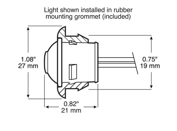 LED Marker/ Clearance, PC-Rated Round, w/ AMP Connector 0.75”, amber, bulk pack - Image 2