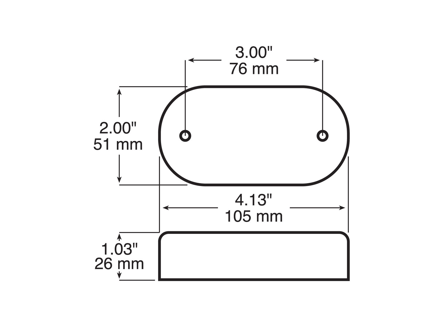 LED M/C P2 OBLG W/RFLX 4.13 inch x 2.0 inch