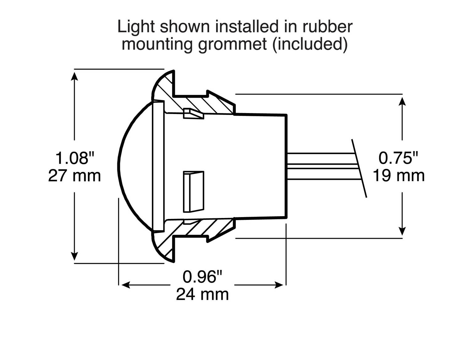LED Marker/ Clearance, PC-Rated, Round, Kit, 0.75 inch, red, poly bag