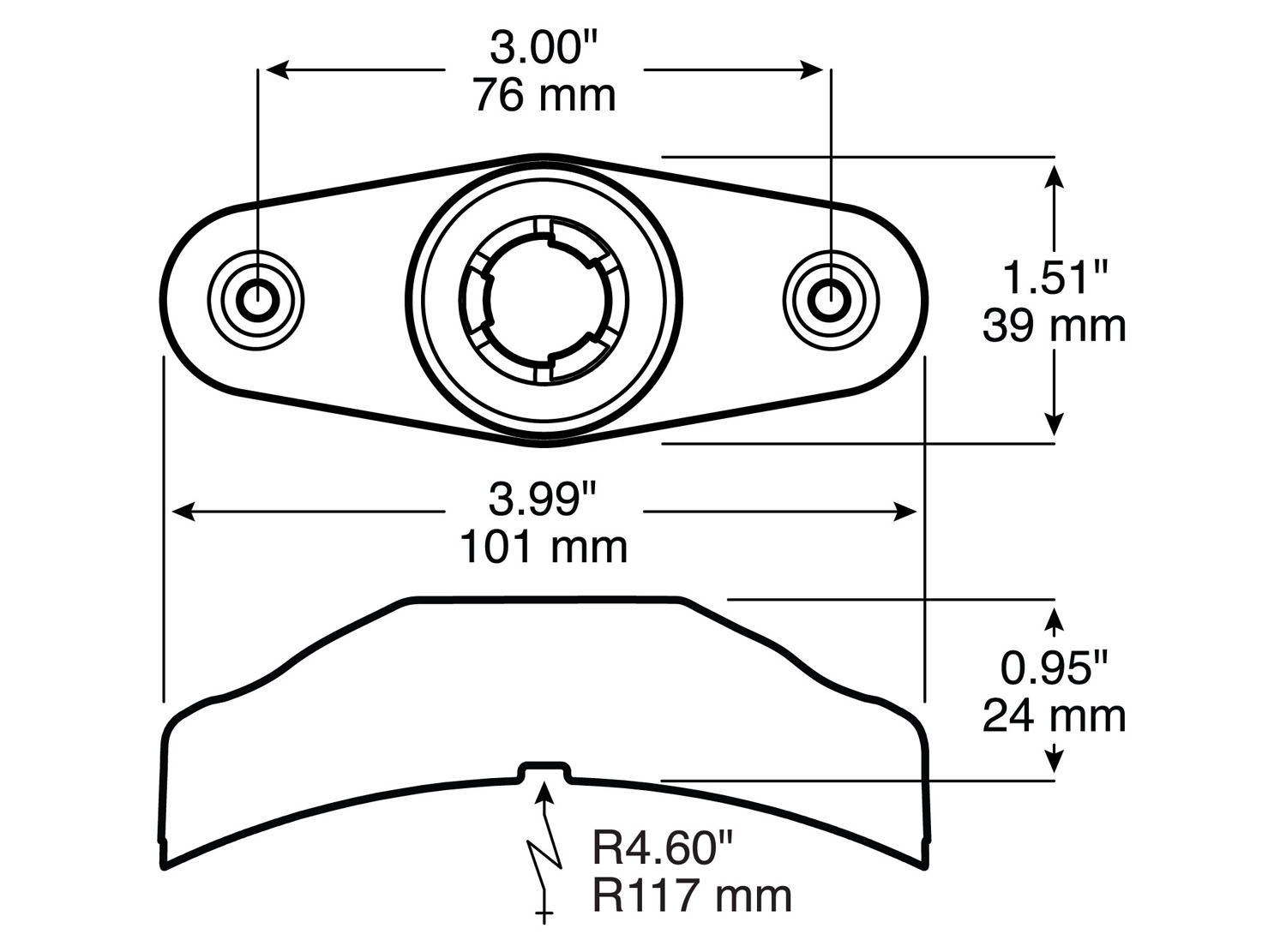 Surface-Mount Bracket for Dot Light XL ™; for curved surfaces; bulk pack