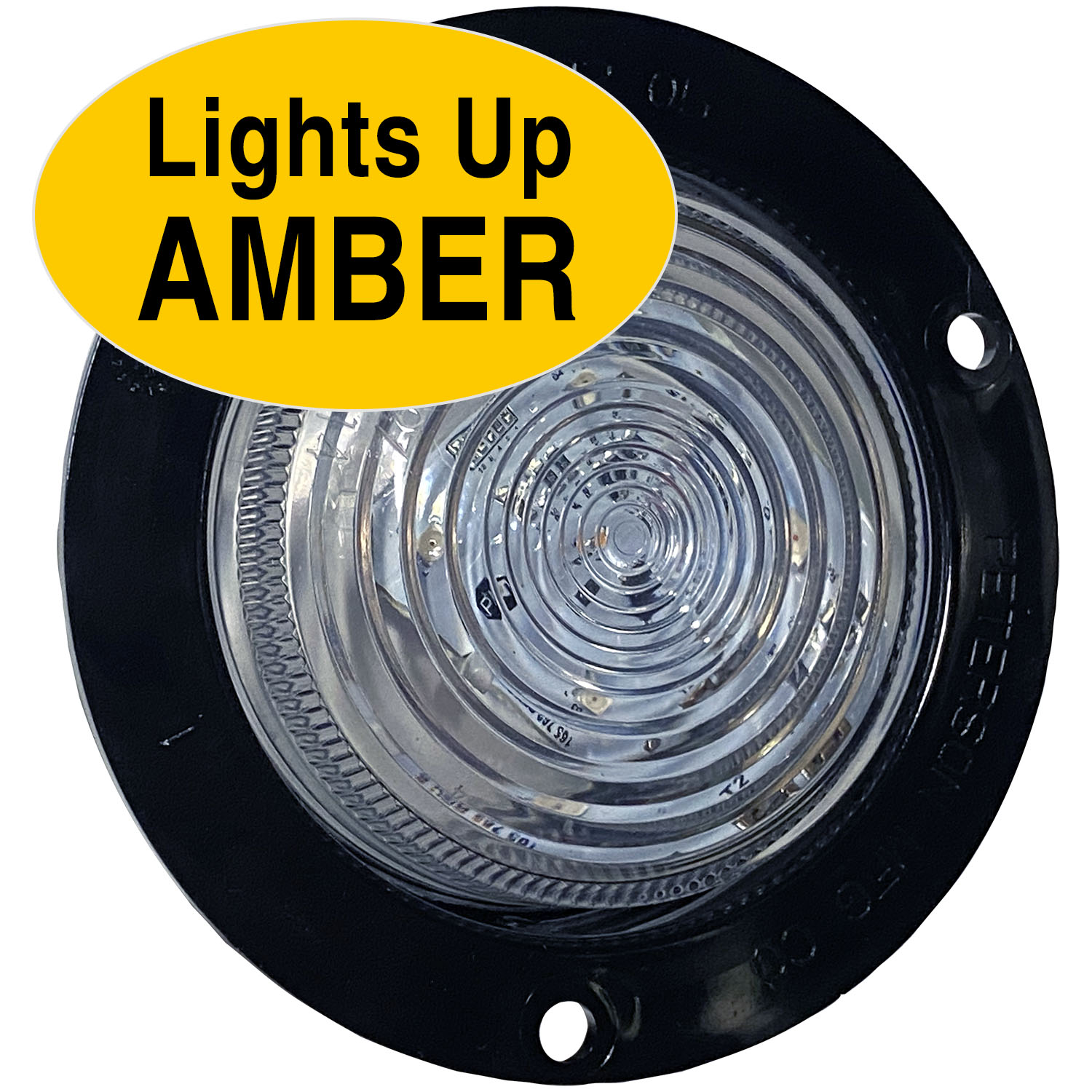 PC-Rated 2 1/2 inch Clearance/Marker Light w/ Aux Function; amber flange clear lens; bulk pack