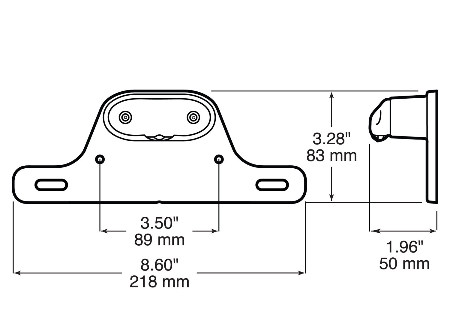 Single Diode License Light, 12 Volt; w/ license bracket; bulk pack