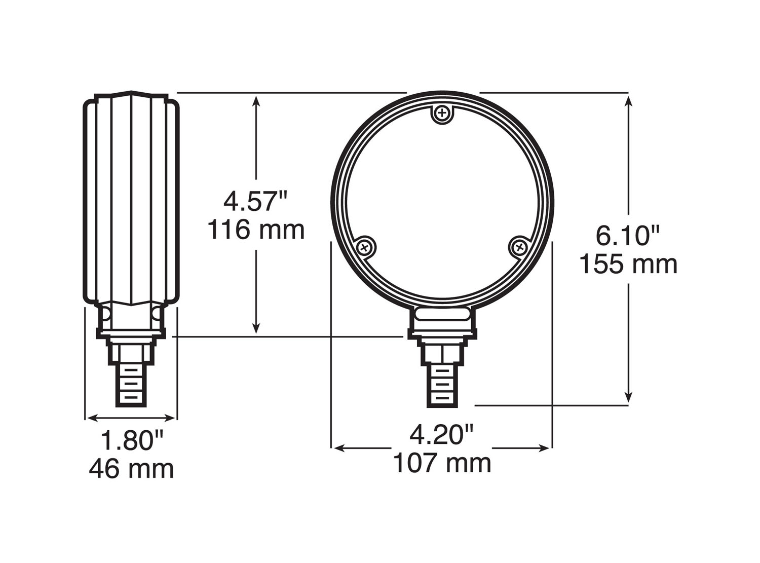 Double-Face Round Park & Turn Light, Clear Lens; amber / red; Viz Pack