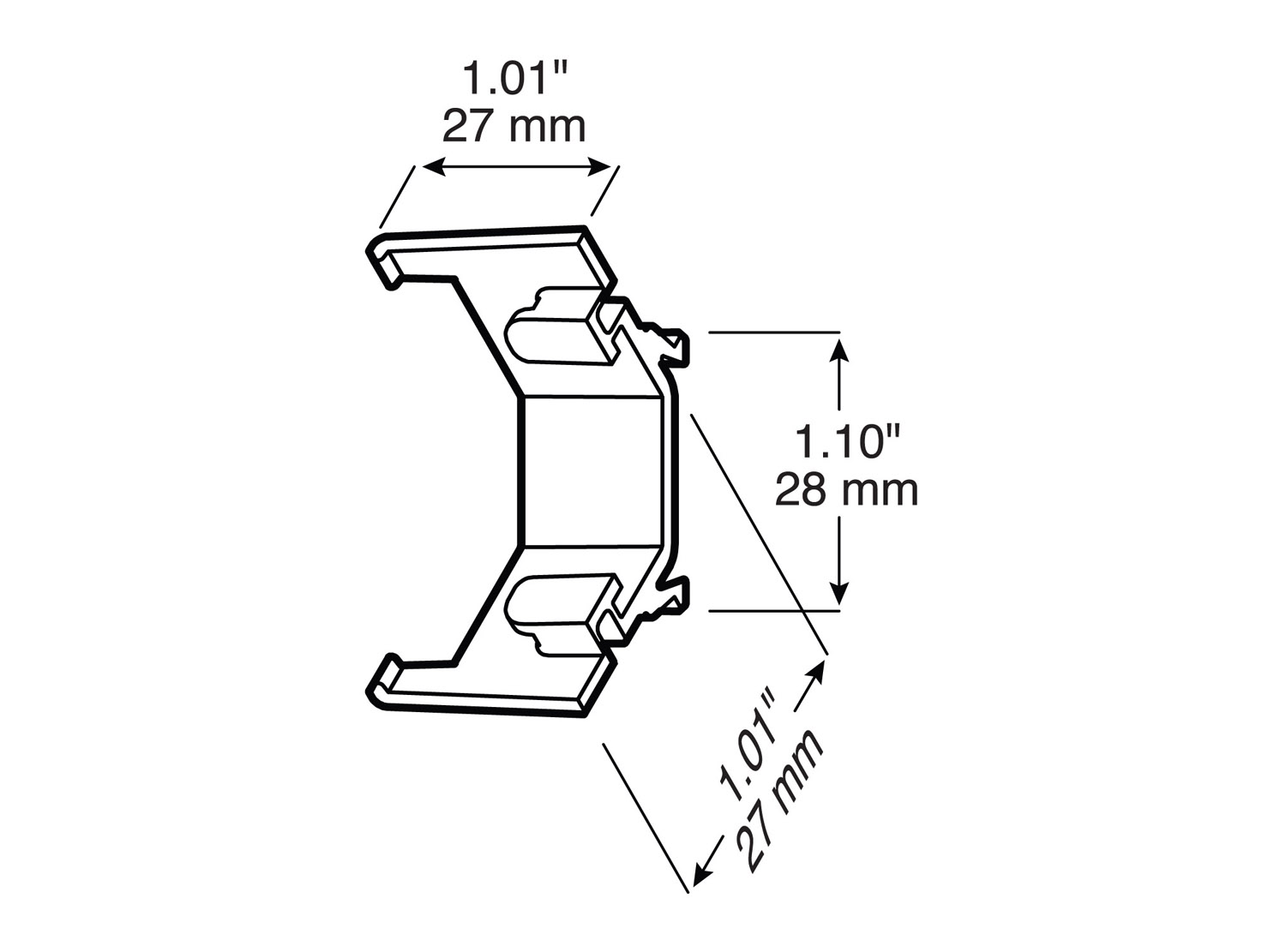 Corner Rail Mounting Clip; black; bulk pack