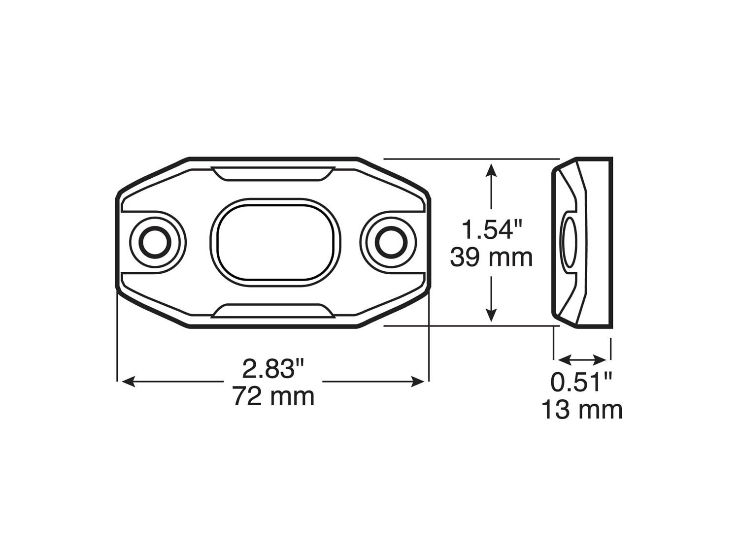 Interior / Exterior Surface-Mount Rectangular Light; flat base; bulk pack