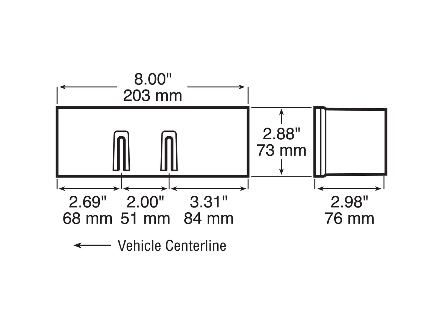 Over 80 inch Wide Submersible Combination Tail Light; roadside, PL3 plug; bulk pack