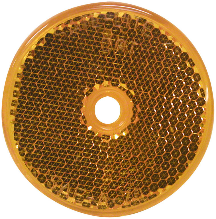 Round Center-Mount Reflector; amber; bulk pack
