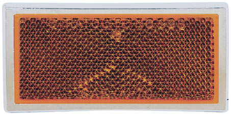 Rectangular Quick-Mount Reflector; amber, chrome; bulk pack