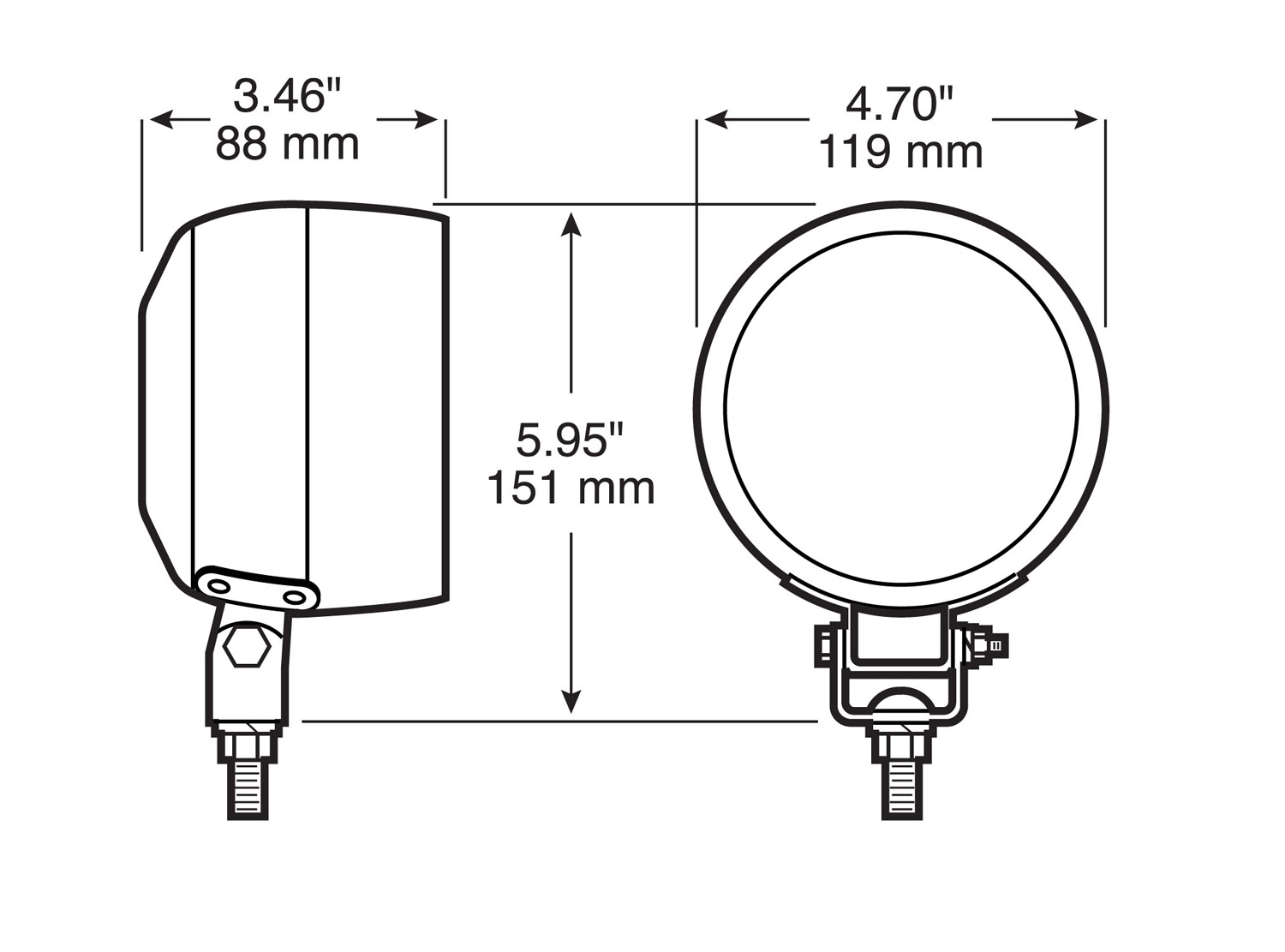 PAR 36 Rubber Tractor Light; trapezoid; bulk pack