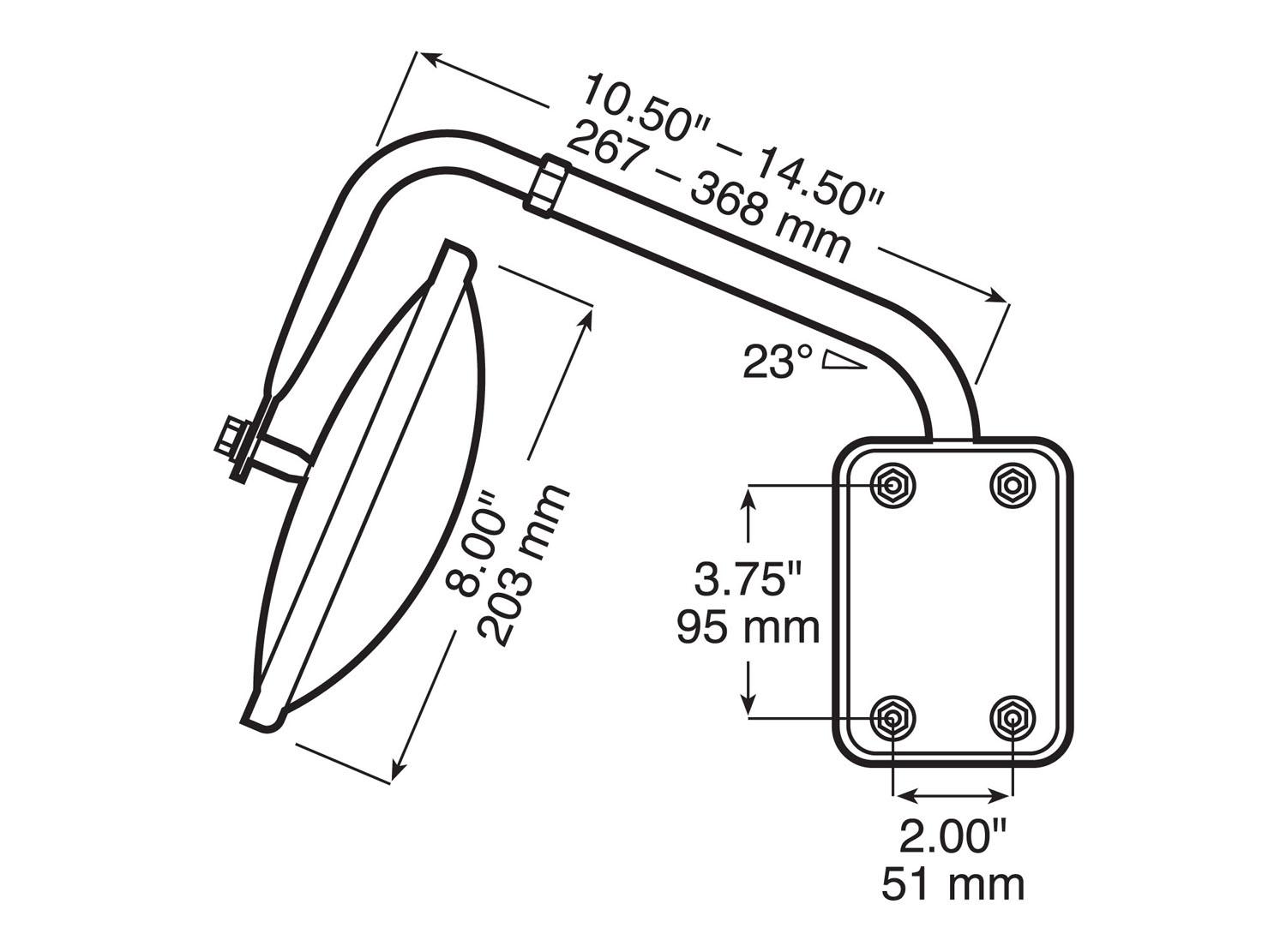 Mirror, Truck, Convex, Round, Pod-Mount, Stainless Steel, 8 inch, display box