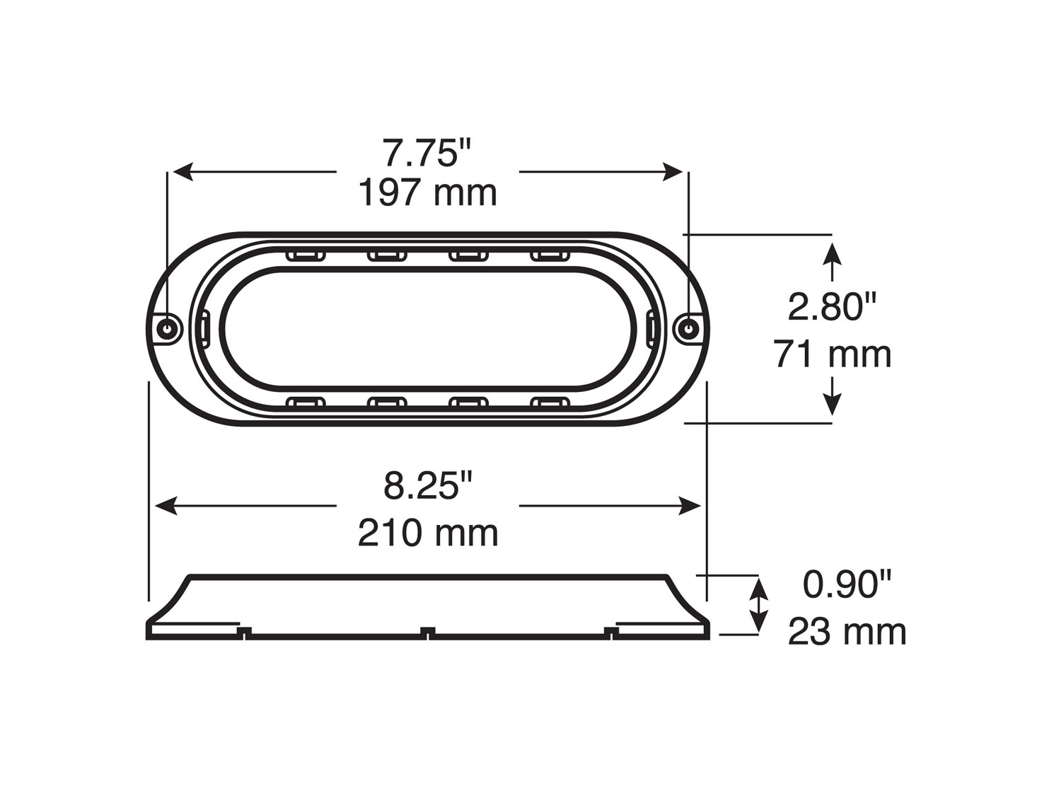 Surface Mount Bracket For Oval Lights; chrome; bulk pack