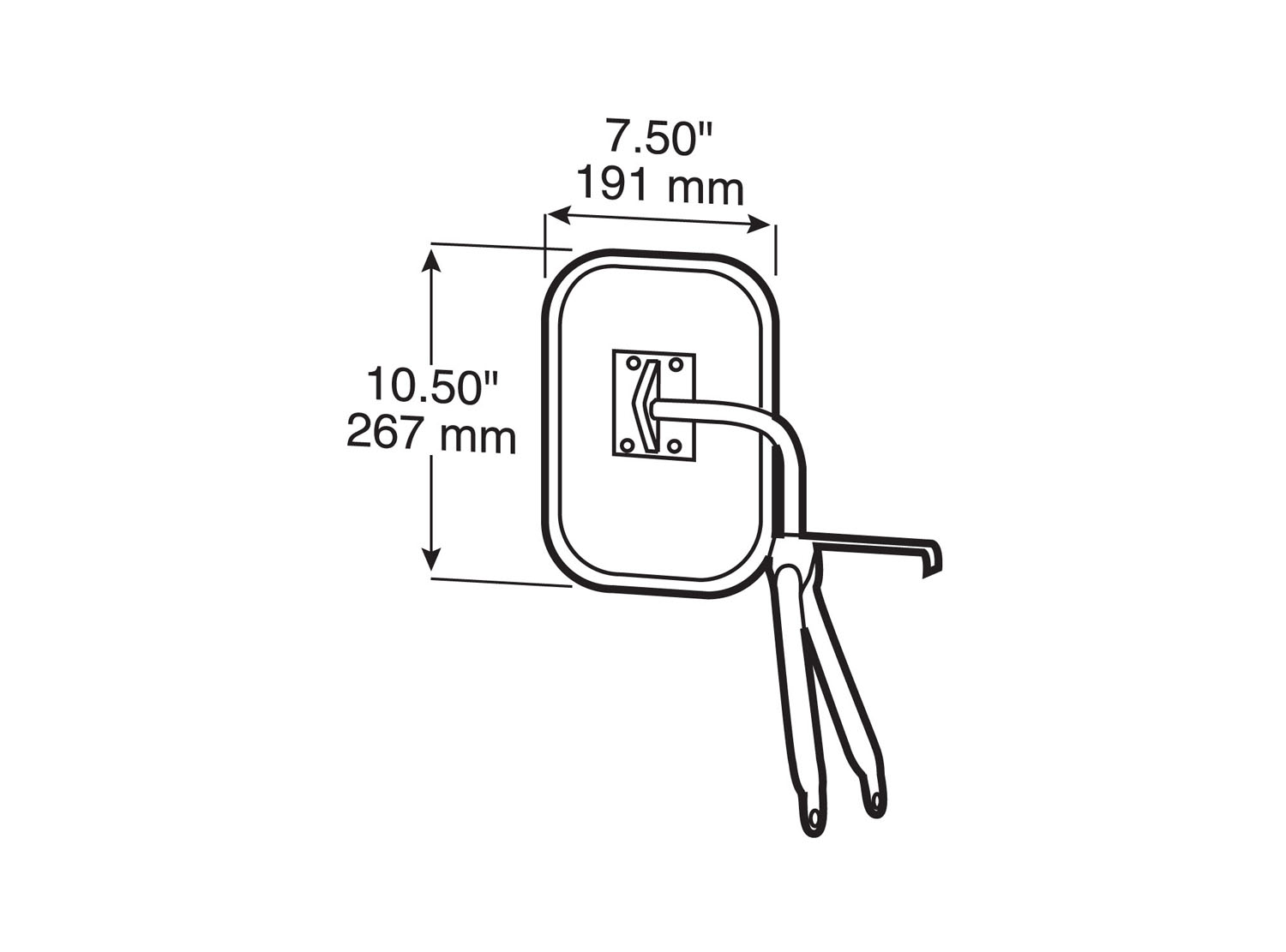 Mirror, Universal, Swing-Away, Stainless Steel, 7.5 inch x 10.5 inch, Viz Pack
