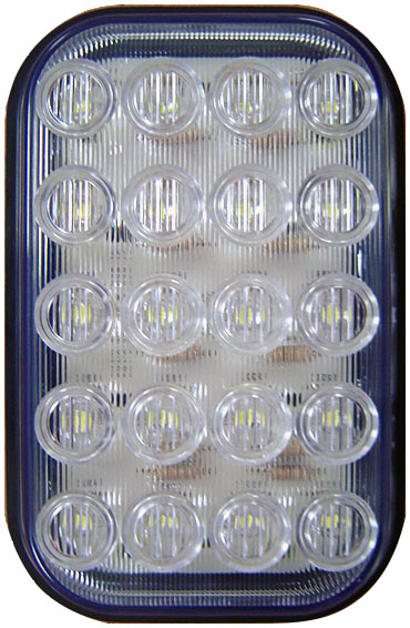 LED Rectangular Back-Up light, vertical; 12' leads w/AMP plug; bulk pack