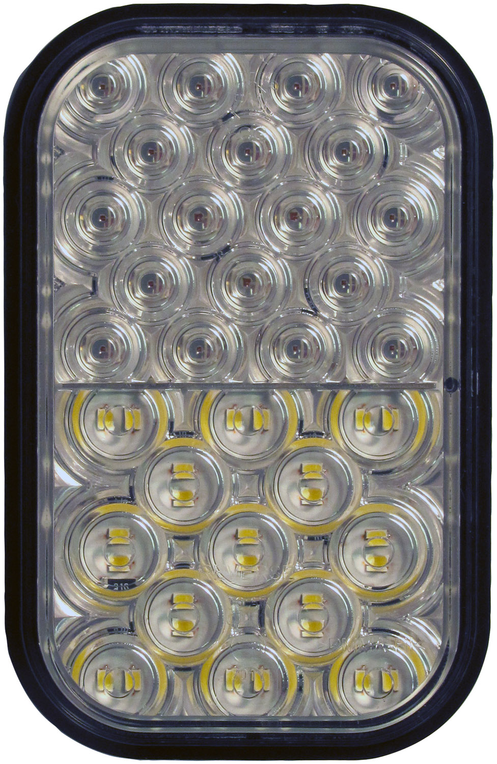 LED Combination Rear Fog/ Reverse Light Rectangular, Red/ White 5.3X3.44 Multi-volt, red + white, bulk pack