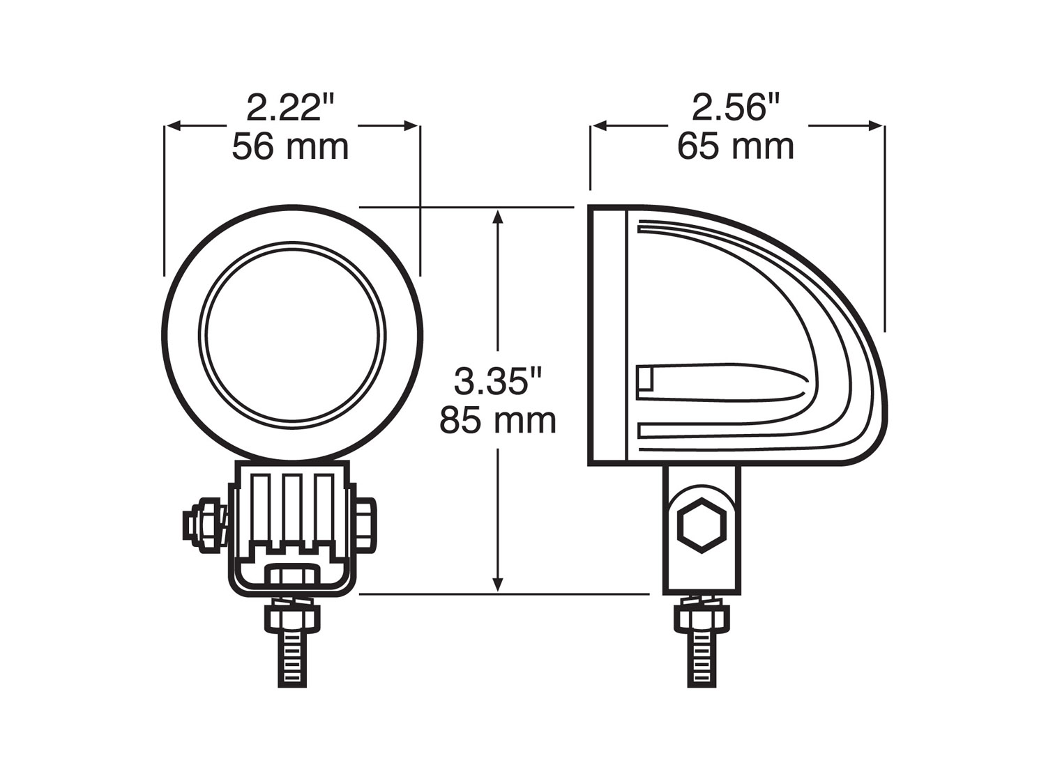 2 inch Round Mini Work Light; round; box