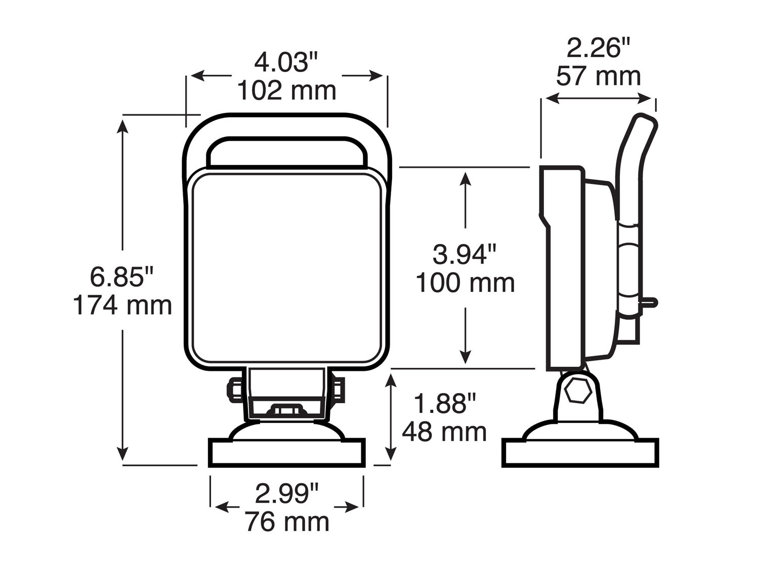 Pedestal Work Light, magnetic-mount; w/ switch; Viz Pack