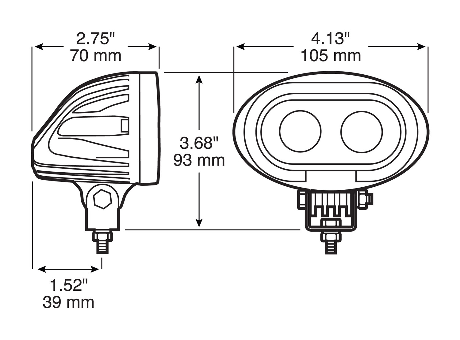 Blue Pedestrian Warning Light, blue; oval; box