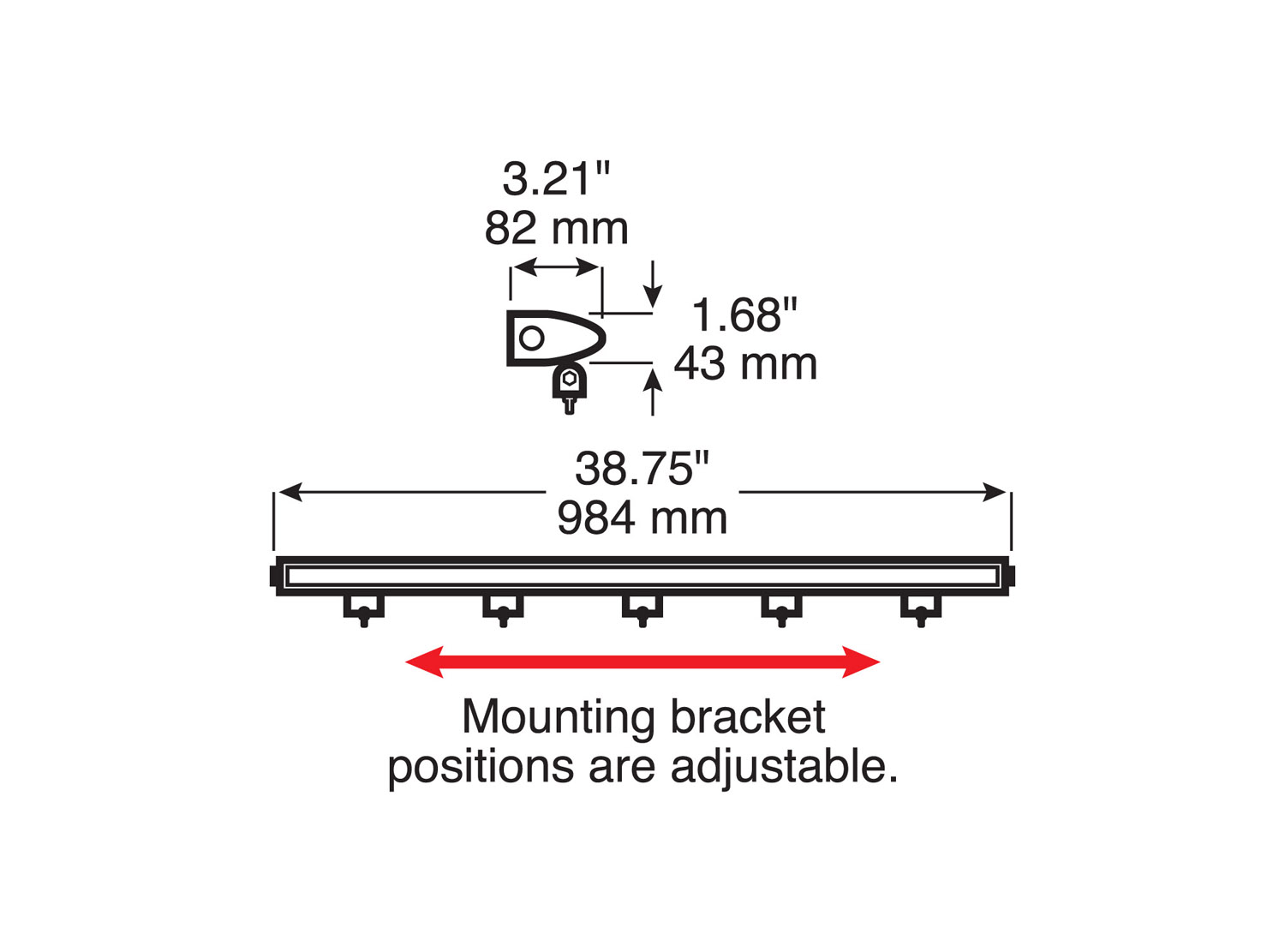 Nightwatcher ® 39 inch Rectangular Light Bar; single row flood; box