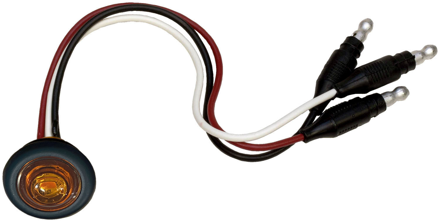 PC-Rated 3/4 inch Clearance/Side Marker Light w/ Aux Function; amber .180 bullets; poly bag