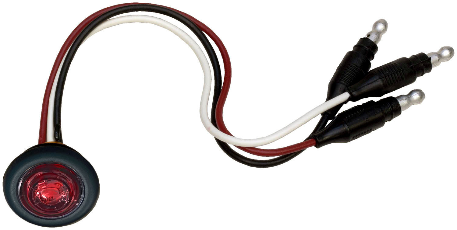 PC-Rated 3/4 inch Clearance/Side Marker Light w/ Aux Function; red .180 bullets; poly bag