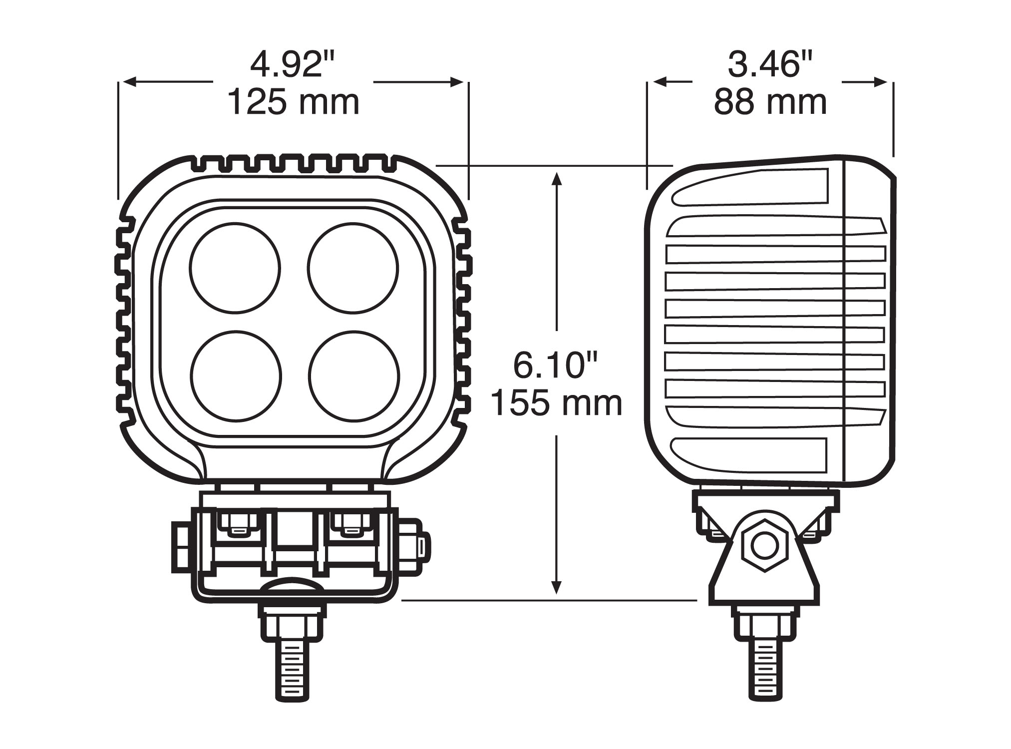 LED Work Light, Square, Pedestal-Mount 2800 Lumen 4.92 inch x 6.10 inch Multi-volt