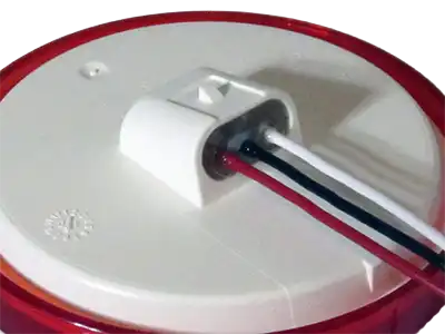 Hardwired connector-type-02 4″ Round Stop/Turn/Tail light showing insert molded, hardwired leads