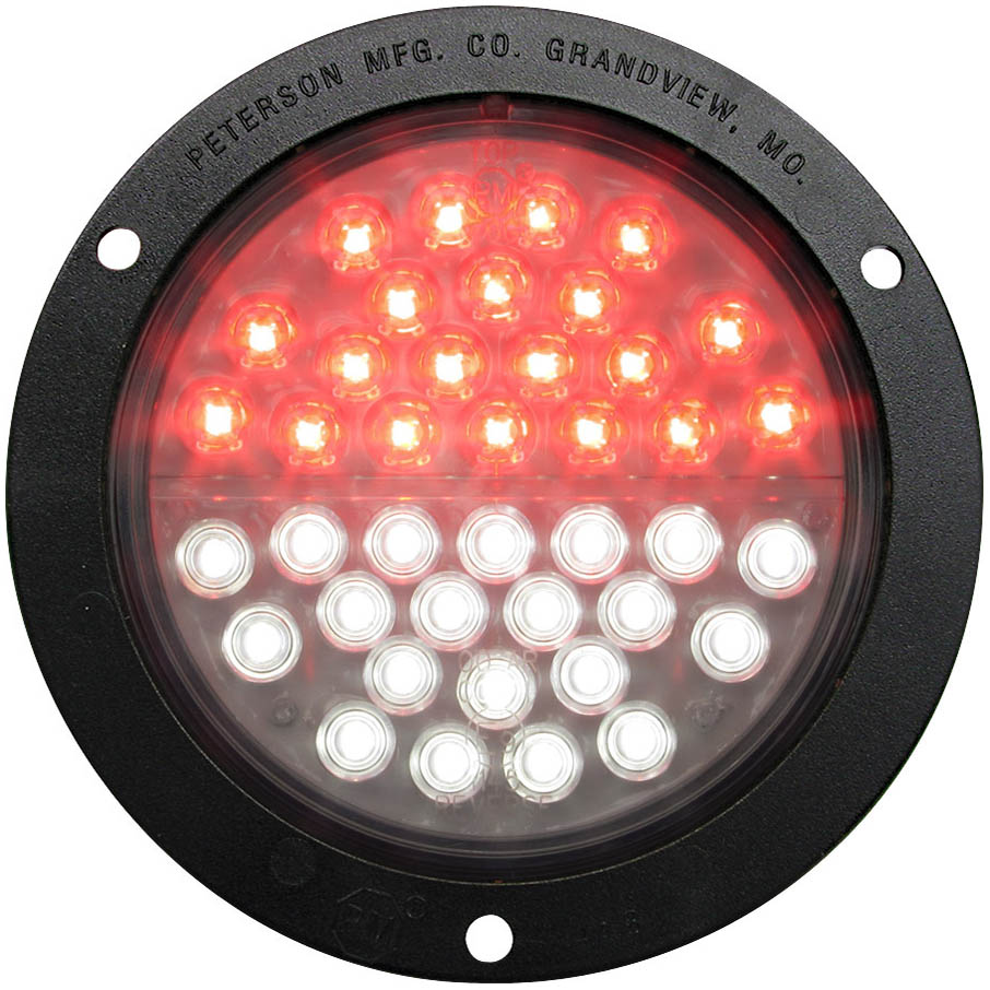 LED REAR FOG & REV RND ECE RED/WHT FLG MNT 4 inch MV, bulk pack