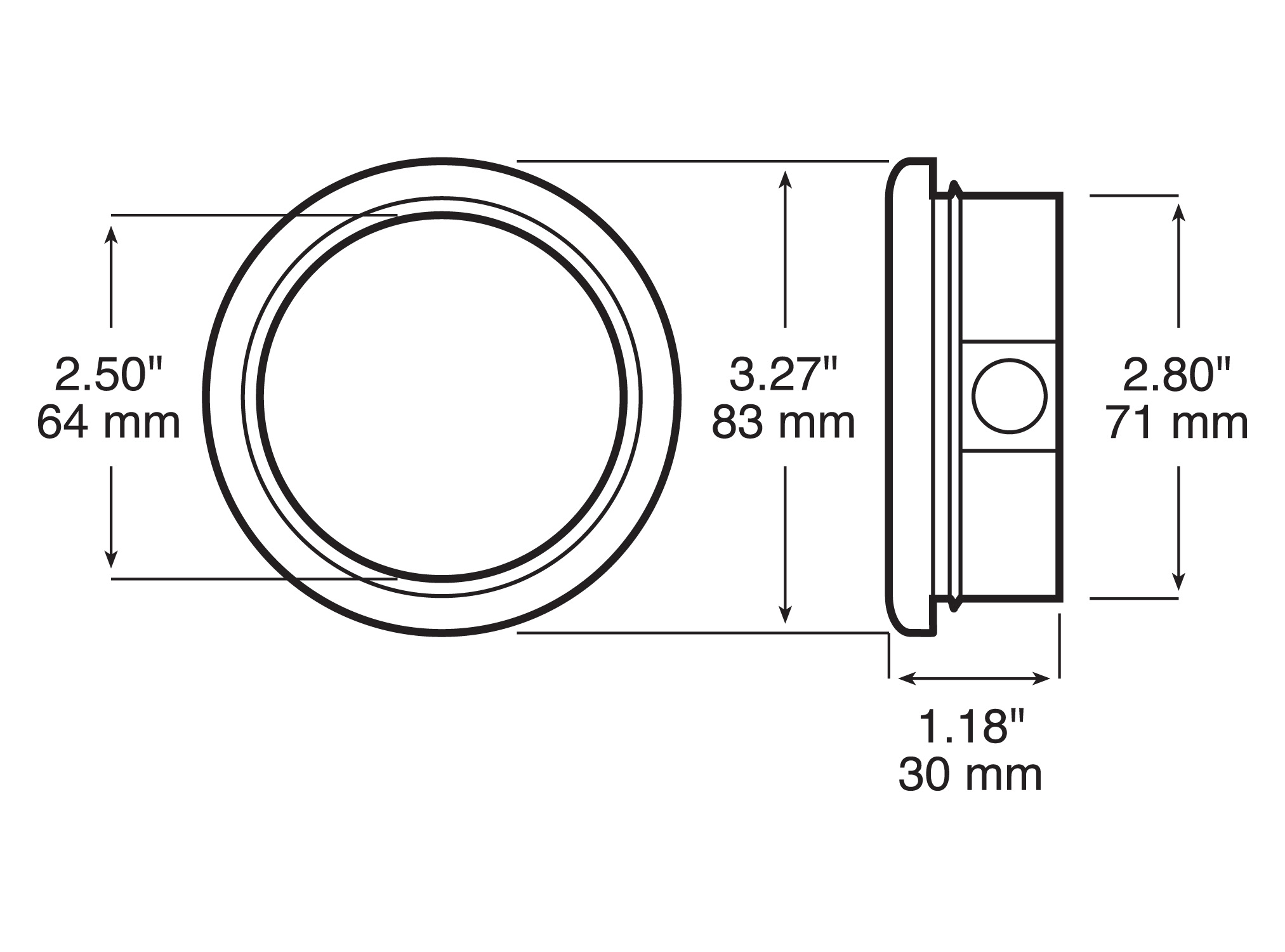 2 1/2 inch Mounting Grommet, open back; kit; poly bag