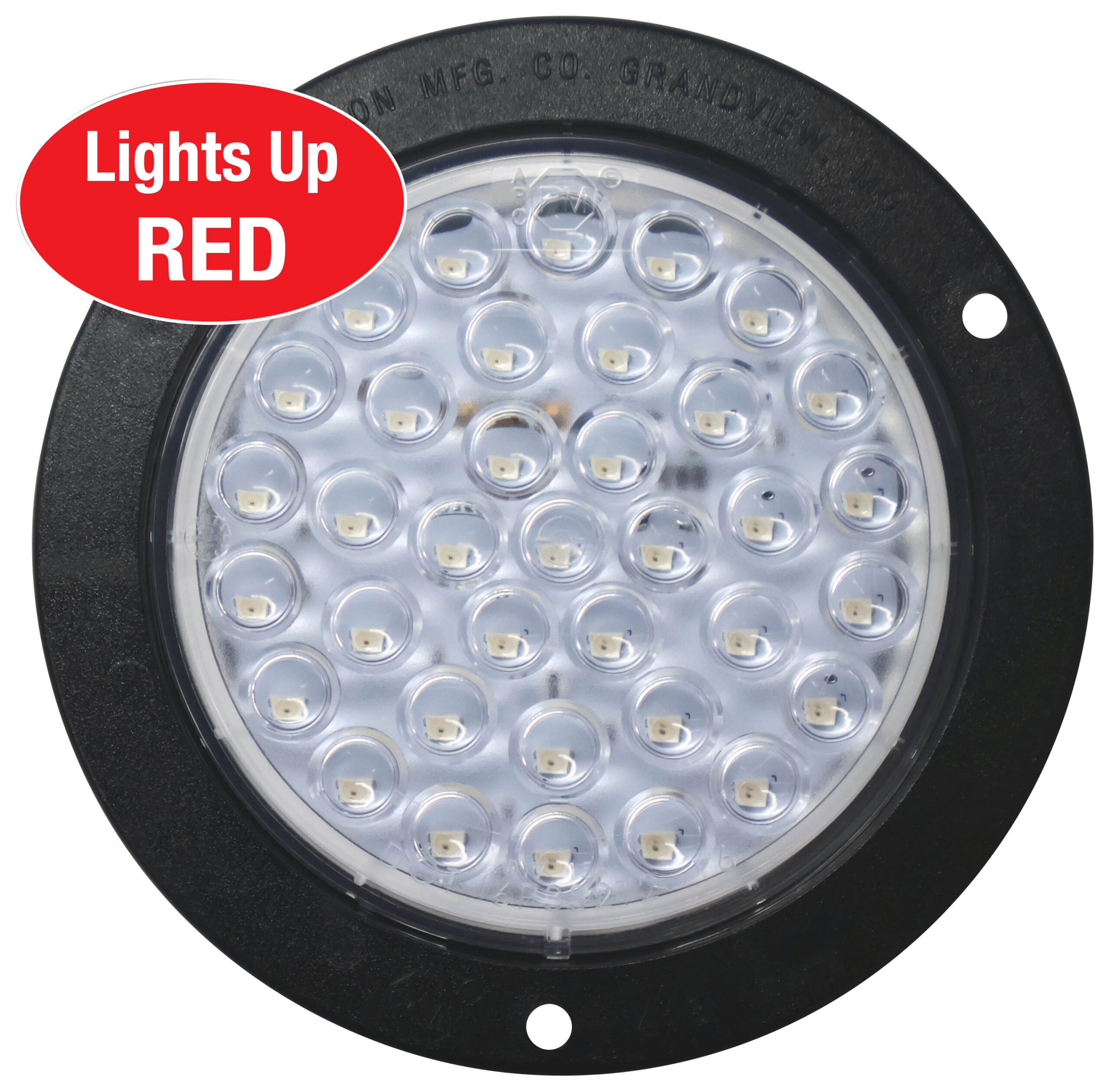 4 inch Round Stop / Turn / Tail Light; flange, clear lens; poly bag