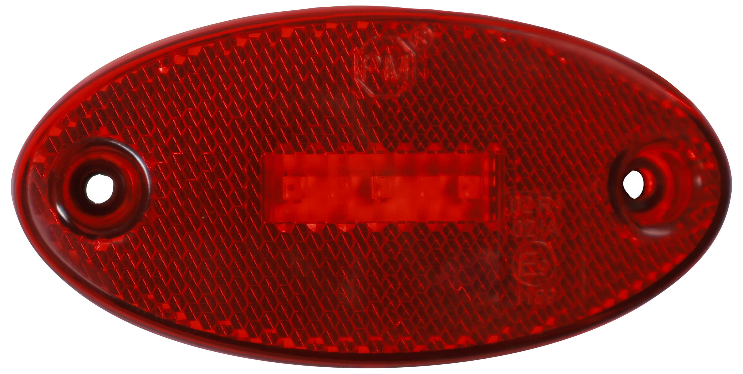 LED ECE Oval Side Marker/Outline Light w/Reflex; red w/AMP shroud; bulk pack