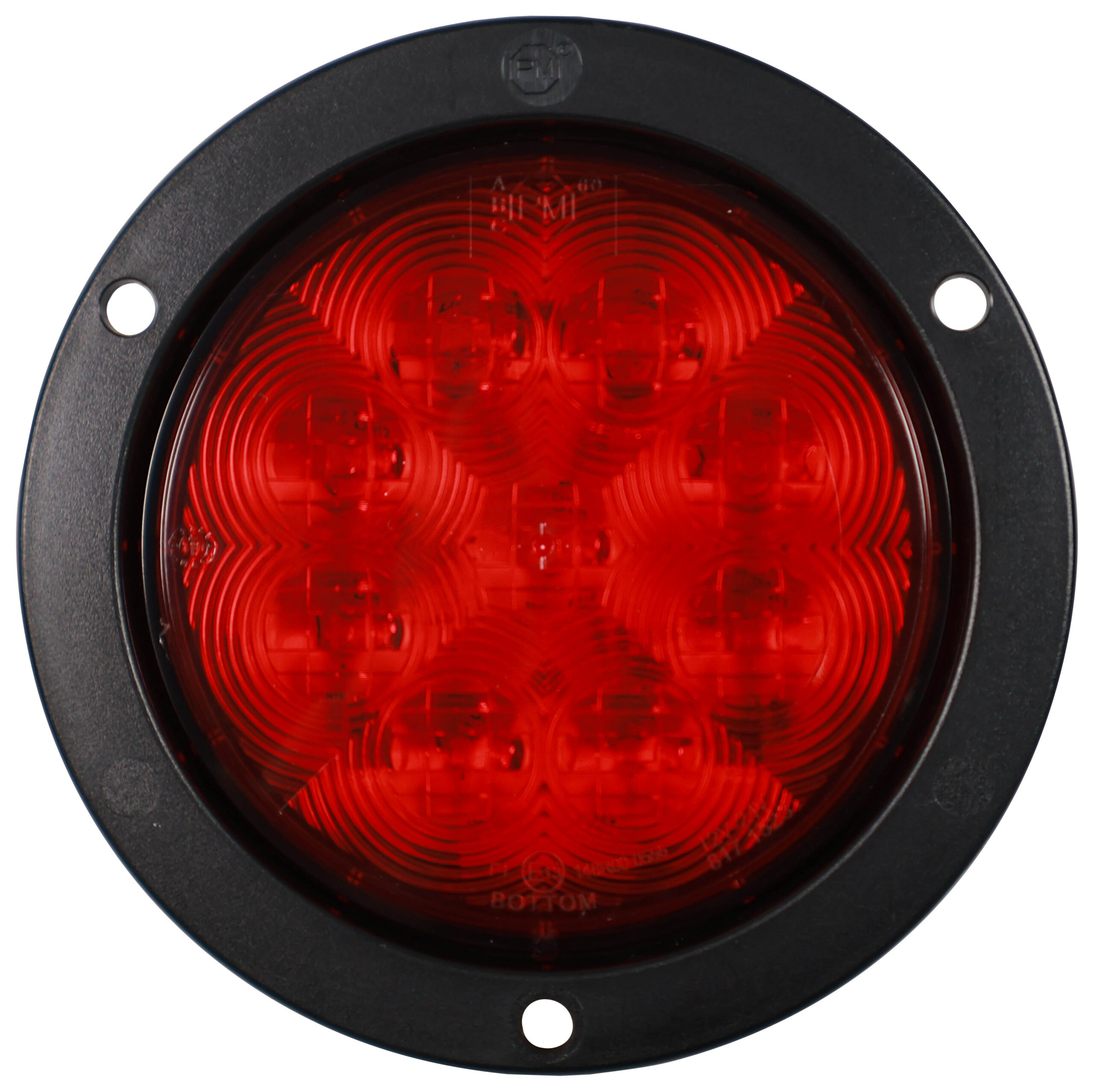 LED ECE 4 inch Round Rear Fog Light; red, flange mount; poly bag