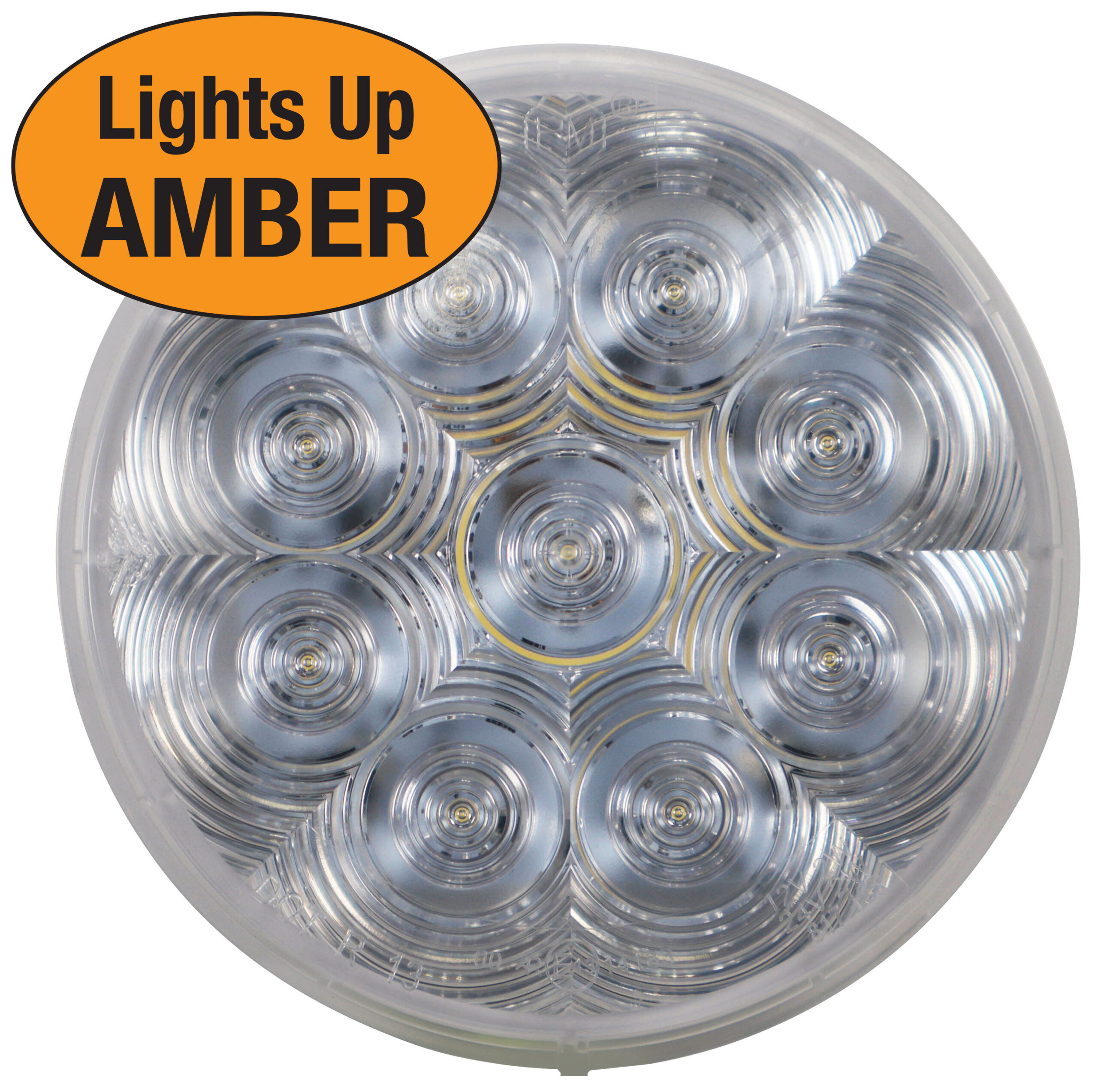 Lumen X® AMP 4 inch Round F / R Turn Signal; grommet, clear lens; poly bag