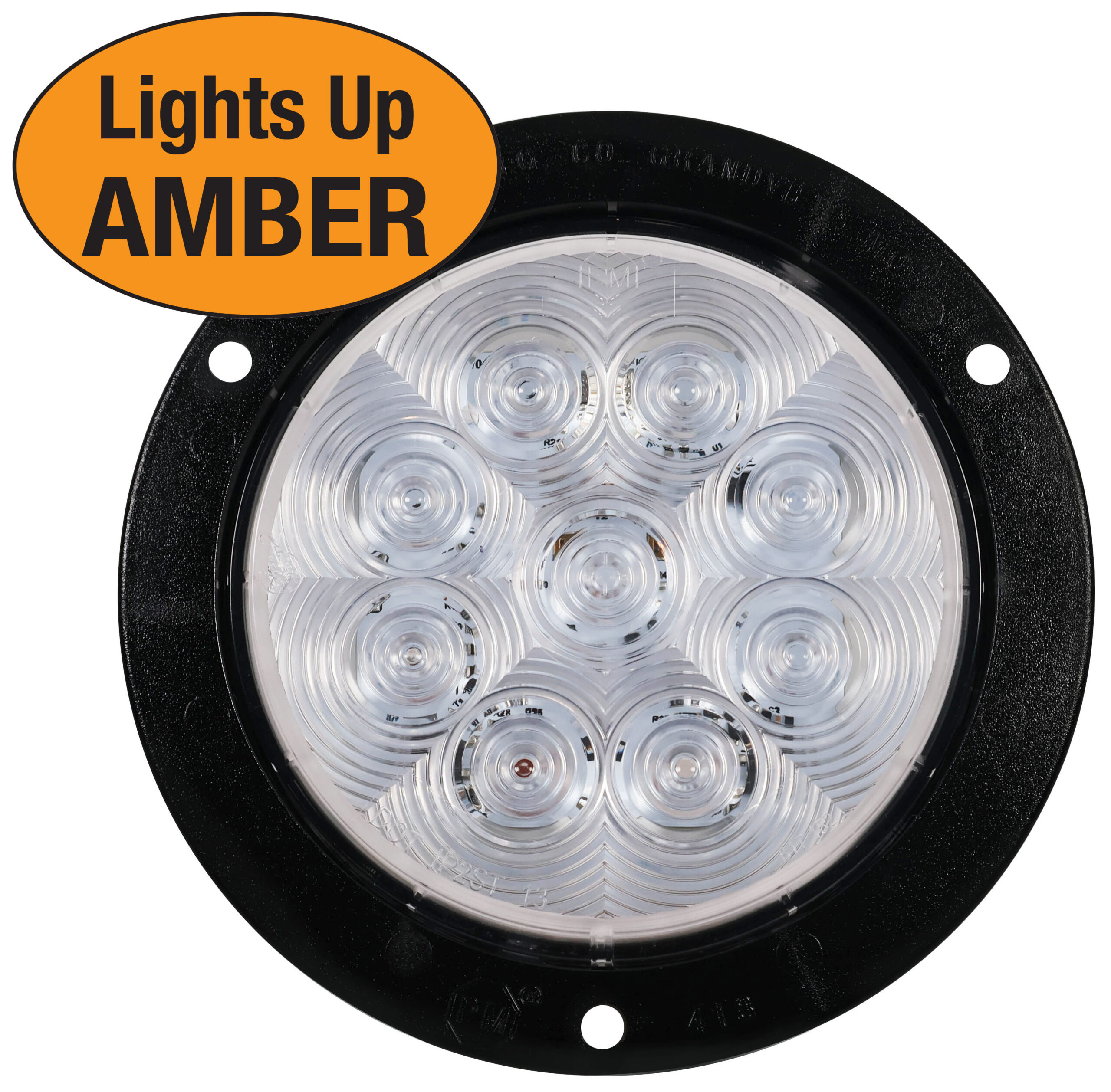 Lumen X® AMP 4 inch Round F / R Turn Signal; flange, clear lens; bulk pack
