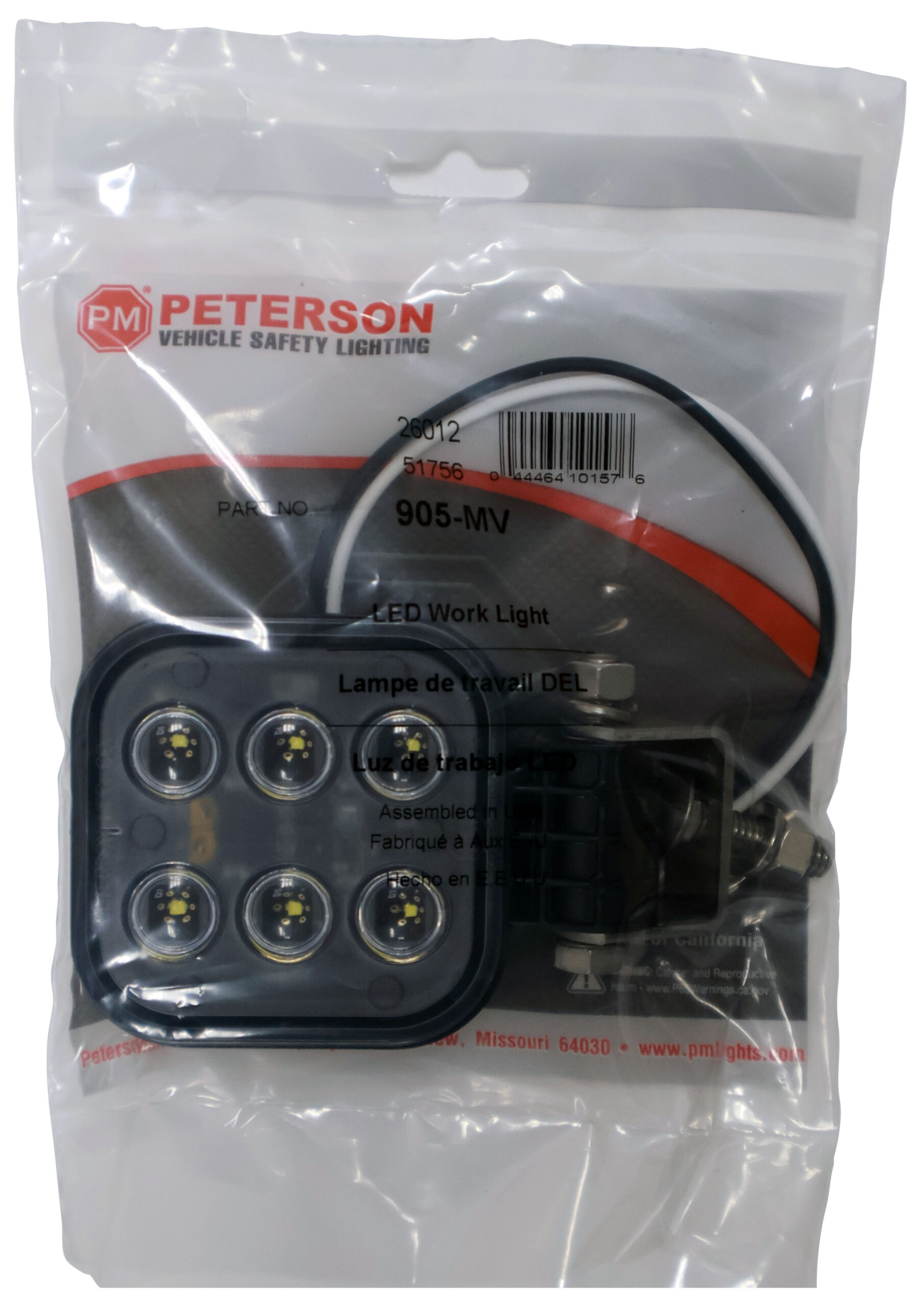 3 inch X 3 inch Pedestal Work Light; stripped leads; poly bag - Image 3
